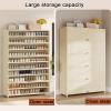 Narrow Tall White Bamboo Shoe Cabinet, 80 x 32 x 106 cm view 4