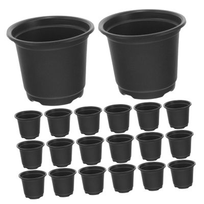 ibasenice 30-Pack Black Plastic Nursery Pots with Drainage Holes