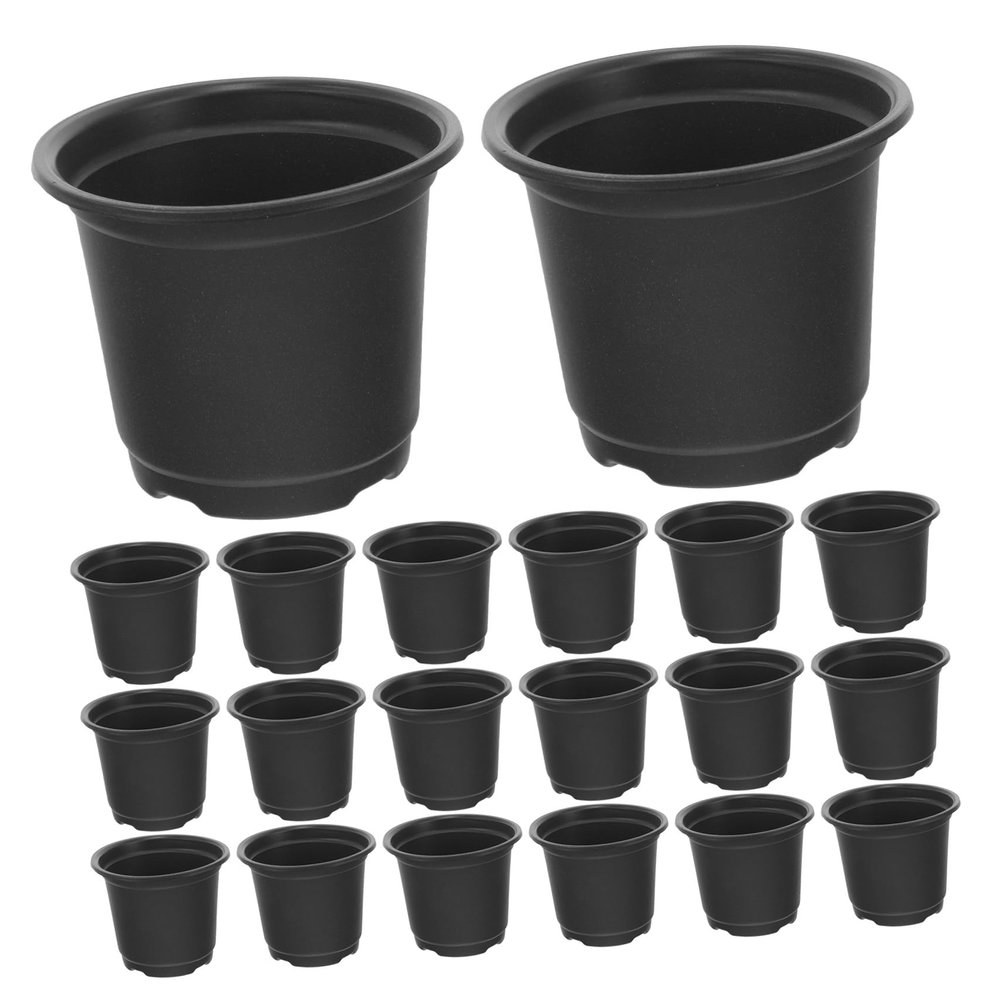 ibasenice 30-Pack Black Plastic Nursery Pots with Drainage Holes