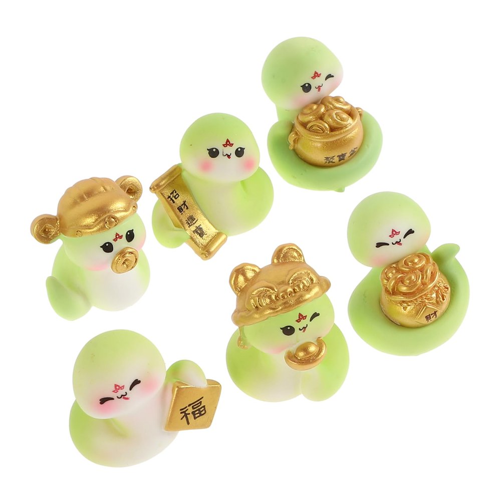 Abaodam 6-Piece Miniature Resin Snake Figurines for Garden Decor, Bonsai, Desks, Cars and Micro-Landscapes