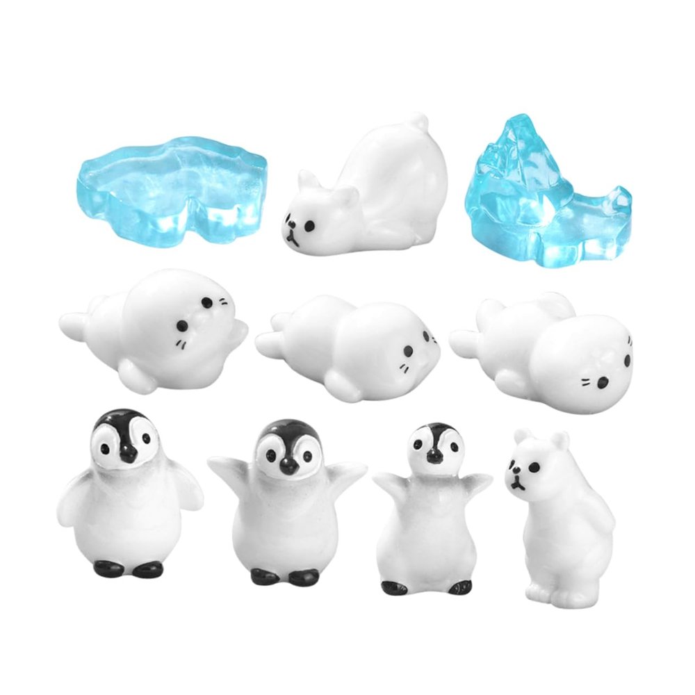 Abaodam Miniature Polar Bear, Penguin, and Seal Resin Figures for Balcony and Home