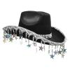 Bling Cowboy Hat for Women, Glitter Cowgirl Party Costume Hat with Five-Point Star Tassels view 1