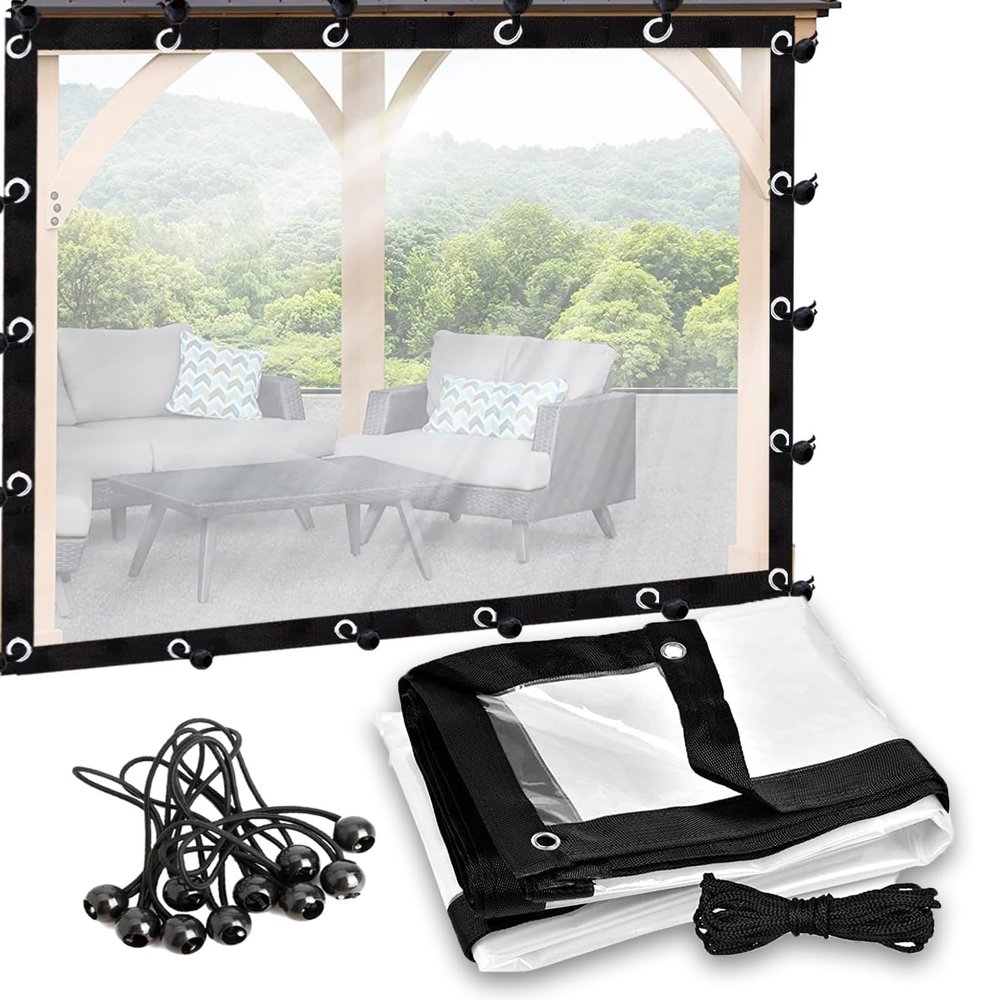 Dustproof Transparent Vinyl Tarp, Waterproof Greenhouse and Patio Gazebo Cover