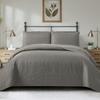 Reversible 3-Piece Bedspread Set for King-Size and Double Beds, Lightweight Cotton, Gray, Quilted and Embroidered, 180 x 220 cm view 1