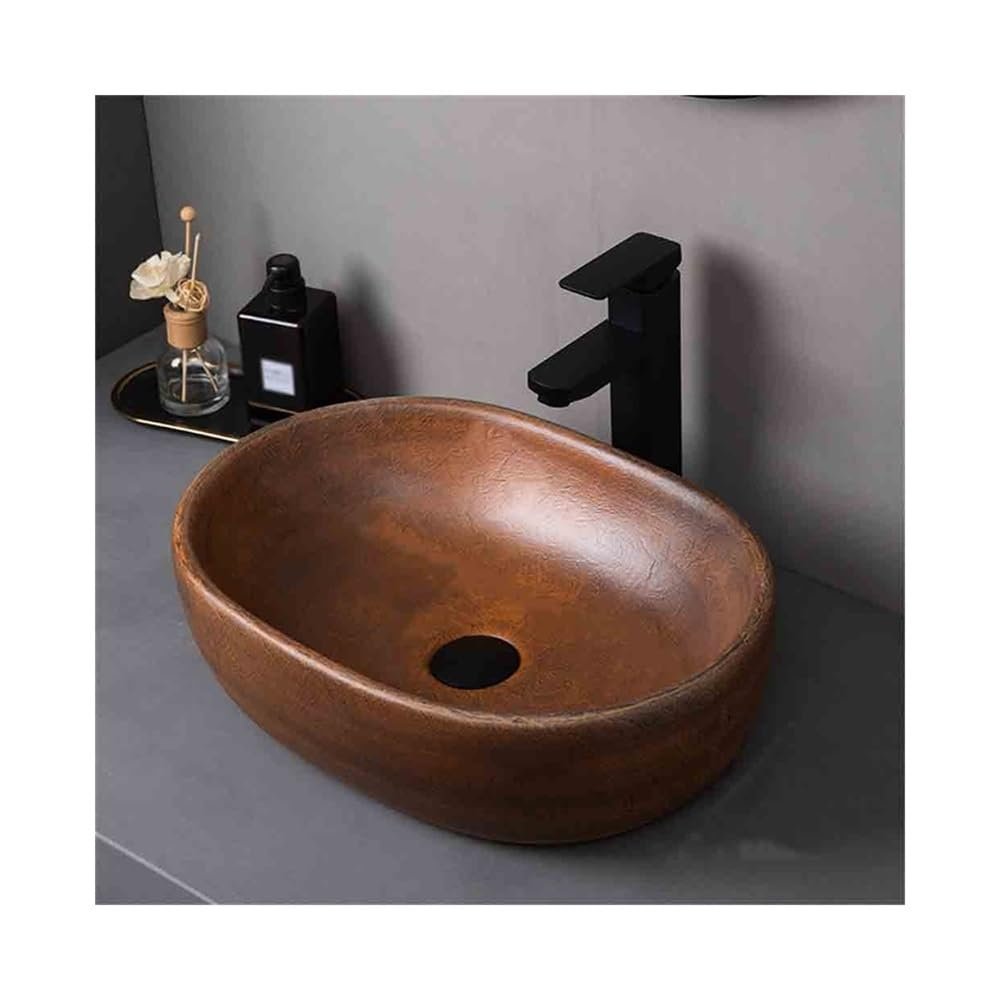 Vintage Oval Countertop Bathroom Sink with Accessories