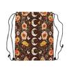 Loussiesd Butterfly Drawstring Gym Sack 30x40 cm, Waterproof Backpack with Leaf Pattern, Moonlit Wildflower Floral Botanical Sports Bag view 2