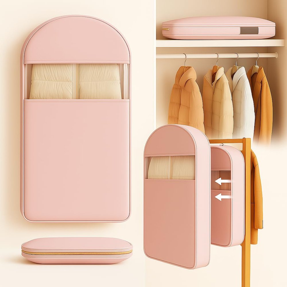 2025 Space-Saving Hanging Garment Bag with Self-Compression Zipper, Suit Cover, and Dust Protection, Pink, L