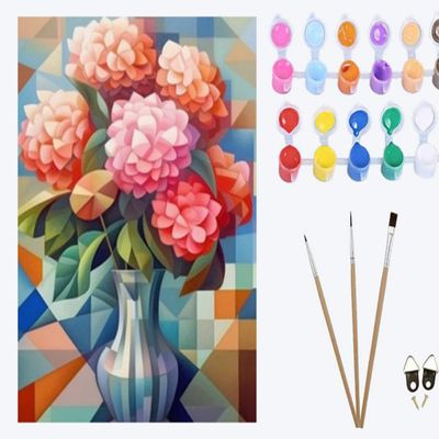 XIAOYOUQIAN Plant Vase Paint by Numbers Kit for Adults, DIY Painting Kit for Beginners, Wrinkle-Free Canvas 40 x 50 cm, Unframed