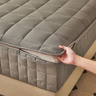 Zippered Mattress Cover 130/140 x 190/200 cm, Adjustable Mattress Protector, Gray
