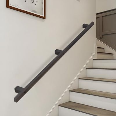 13 ft Wall-Mounted Wrought-Iron Stair Handrail for Indoor and Outdoor Use
