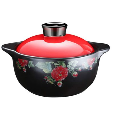 SUNMME 2.5 L Ceramic Soup Pot with Lid, Nonstick, Round, Flower