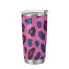Amooorous 590 mL Stainless Steel Travel Coffee Cup with Lid and Straw Lid, Pink view 1