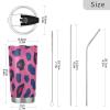 Amooorous 590 mL Stainless Steel Travel Coffee Cup with Lid and Straw Lid, Pink view 3