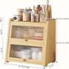 RCJCQSR Bamboo Bread Box with Double Doors and Acrylic Panels view 2