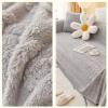 Skcess Gray Plush Sofa Cover with Leaf Pattern, Solid Color, 3-Seater (180 x 280 cm) view 3