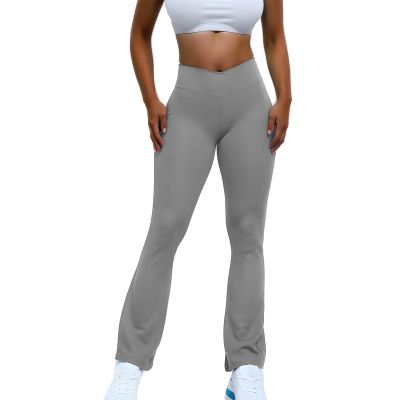 ROEOLNIL Women's High-Waisted Bootcut Yoga Pants, Gray, XL