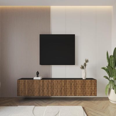 ALTDECOR VIRA-W TV Wall Cabinet, 3 x 100 x 40 x 40, Black/Katania