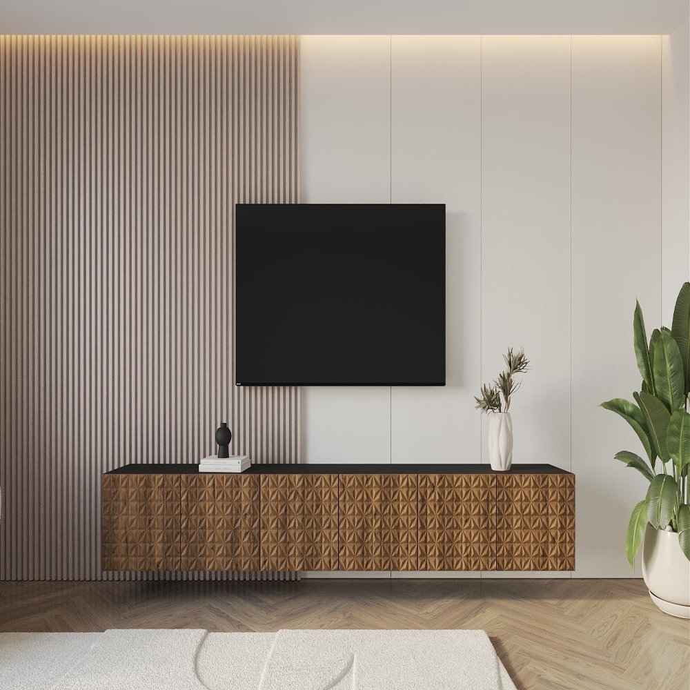 ALTDECOR VIRA-W TV Wall Cabinet, 3 x 100 x 40 x 40, Black/Katania