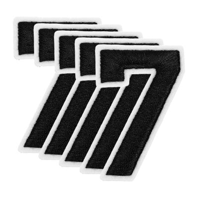 QUARKZMAN 20-Piece 6 cm Number 7 Embroidered Iron-On/Sew-On Patches, Black