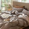 MooMee Wavy Striped Duvet Cover Set, 100% Washed Cotton, Linen-Like Texture, Brown, Cal King 264.2 x 248.9 cm view 4