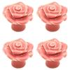 4-Piece Pink Rose Ceramic Cabinet Knobs view 1