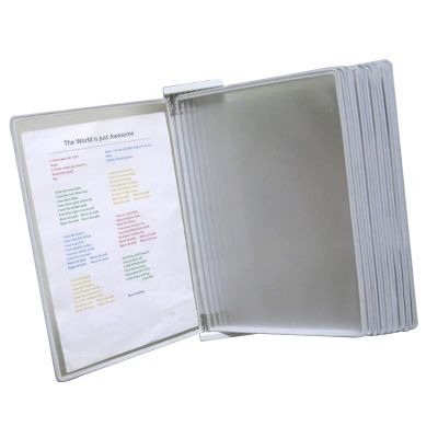 Wall-Mounted Document Organizer with 10 Double-Sided A4/Letter Panels, Gray