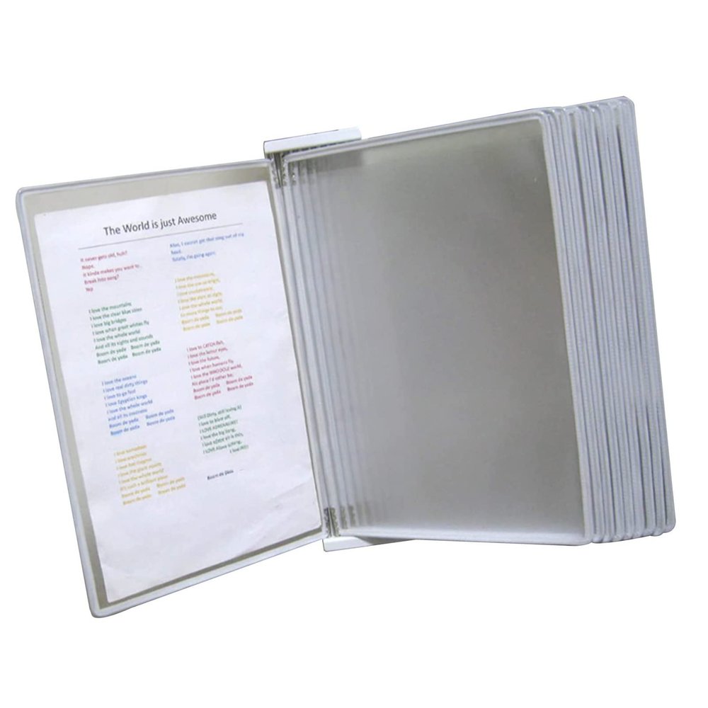 Wall-Mounted Document Organizer with 10 Double-Sided A4/Letter Panels, Gray