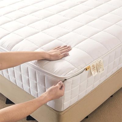 TYYUETY Zippered Mattress Cover, Customizable Size, Solid Color, Warm and Comfortable, Extra-Soft Mattress Protector, White, 80 x 190 + 25 cm