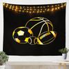 Loussiesd Mixed Ball Wall Tapestry 175 x 230 cm, Football, Basketball and Baseball Room Decor, Matte Black view 1