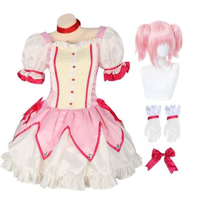 DEXSHUN Kaname Madoka Cosplay Costume, Anime Lolita Uniform Outfit for Women