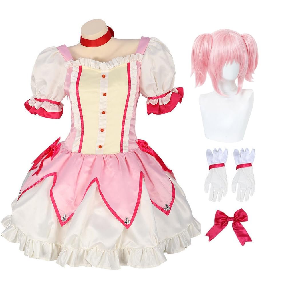 DEXSHUN Kaname Madoka Cosplay Costume, Anime Lolita Uniform Outfit for Women
