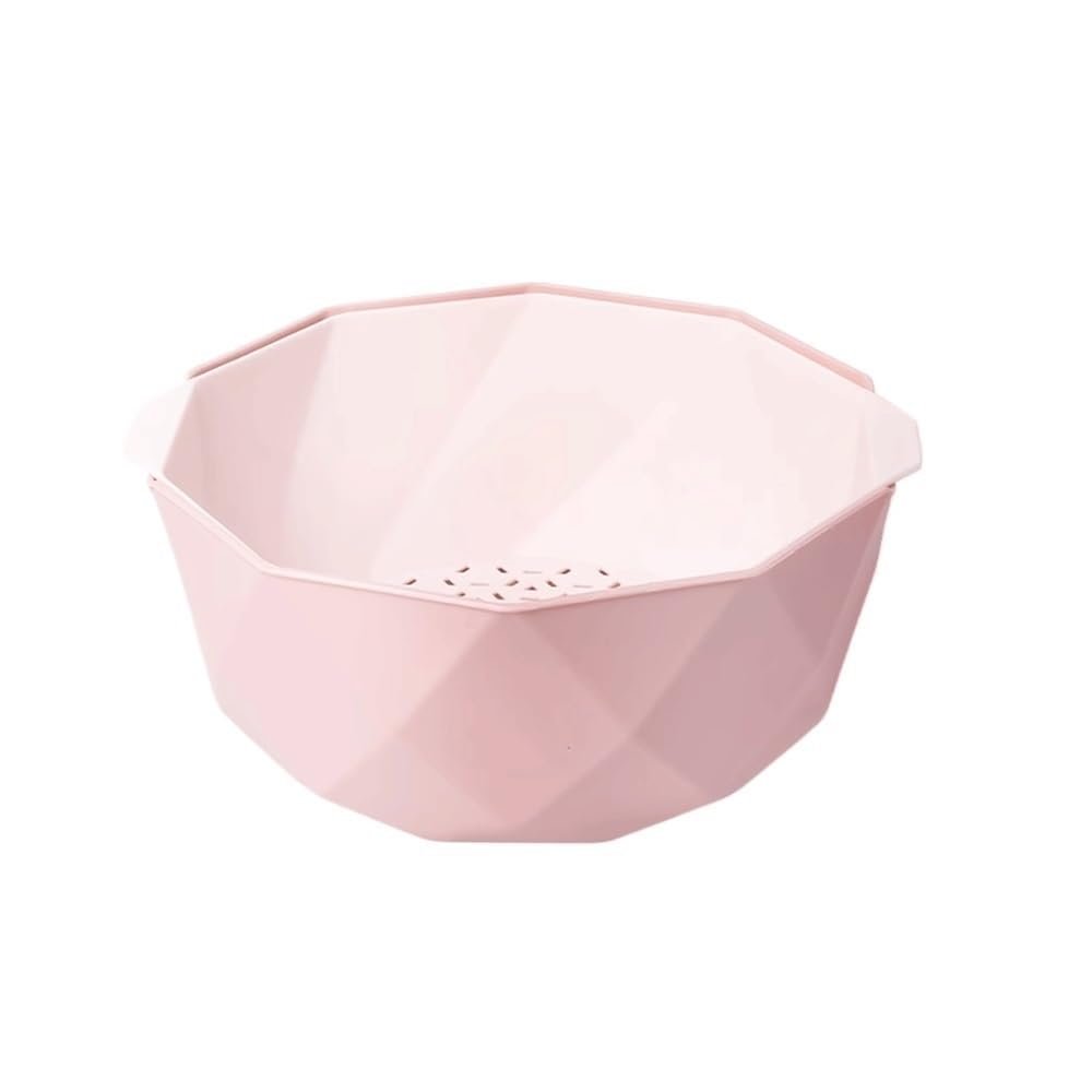 NexaGeniX Large Pink Double-Layer Fruit Bowl with Strainer