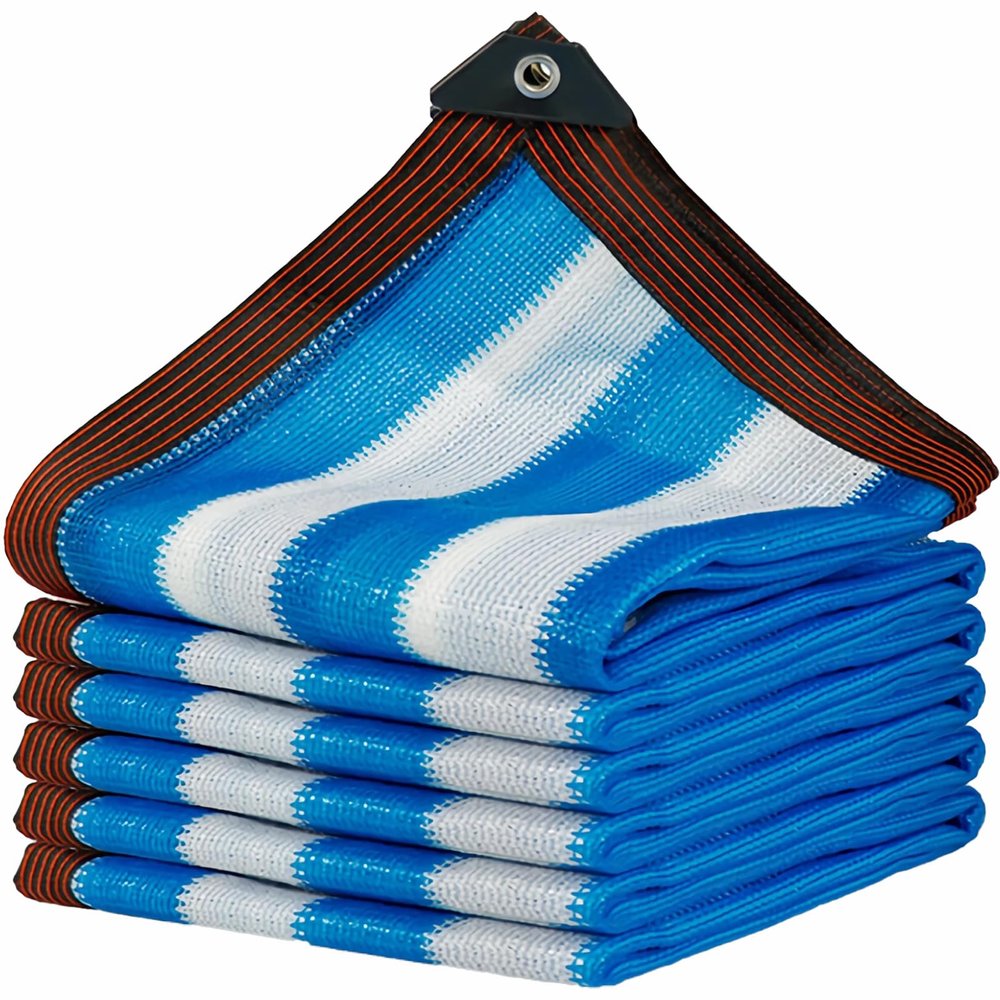 Blu Bianco Shade Sail, 3 x 5 m, Waterproof, with Eyelets, 85% UV Blocking, Breathable, for Patios, Balconies, Pergolas, Greenhouses