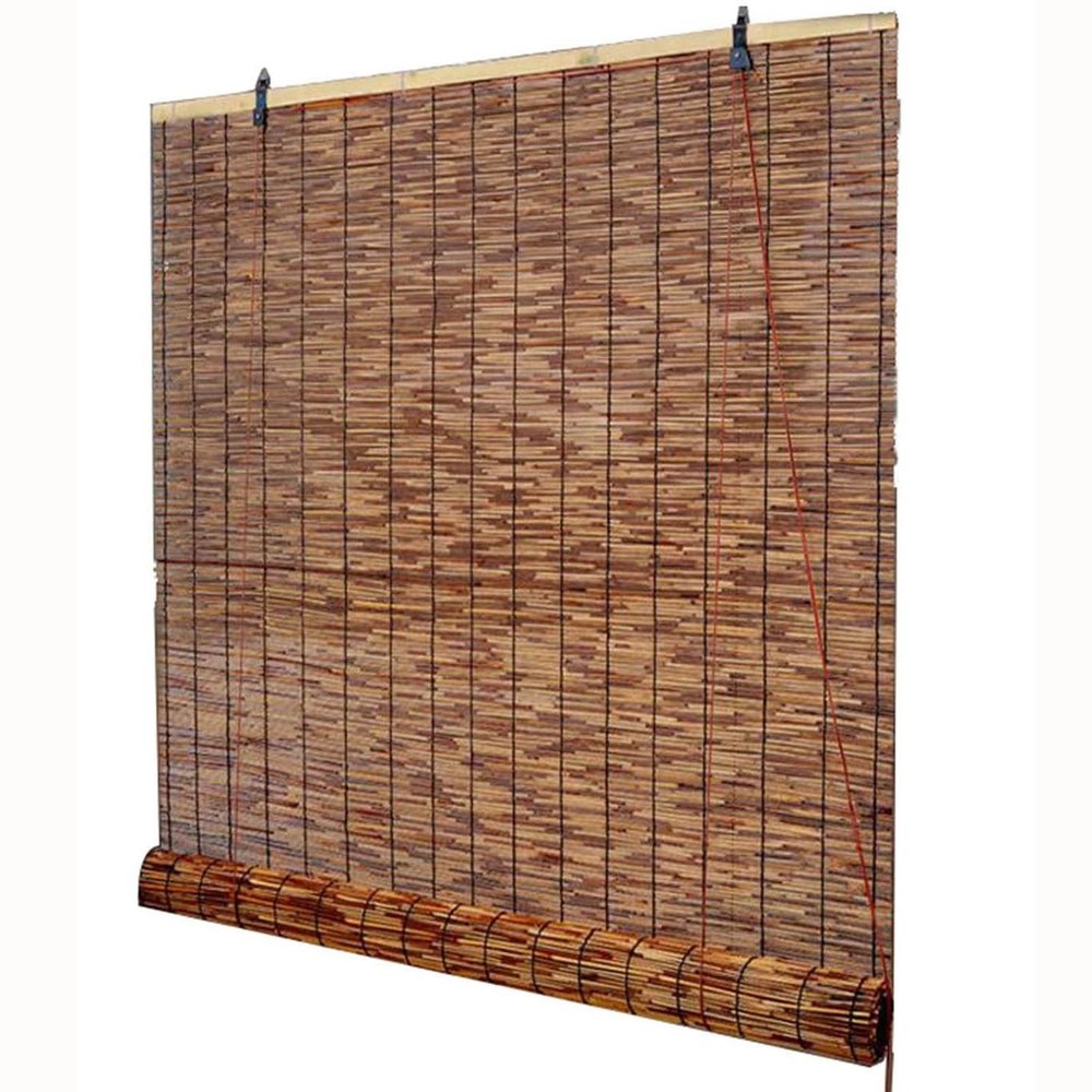 Outdoor Balcony Bamboo Roller Blind, Weather-Resistant Natural Wood Blind (W120 x H300 cm)