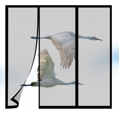 Magnetic Insect Screen for Double Doors, No Drilling, Strong Magnets, Black, 135 x 270 cm