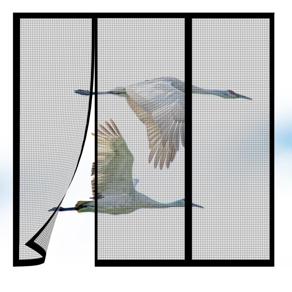 Magnetic Insect Screen for Double Doors, No Drilling, Strong Magnets, Black, 135 x 270 cm