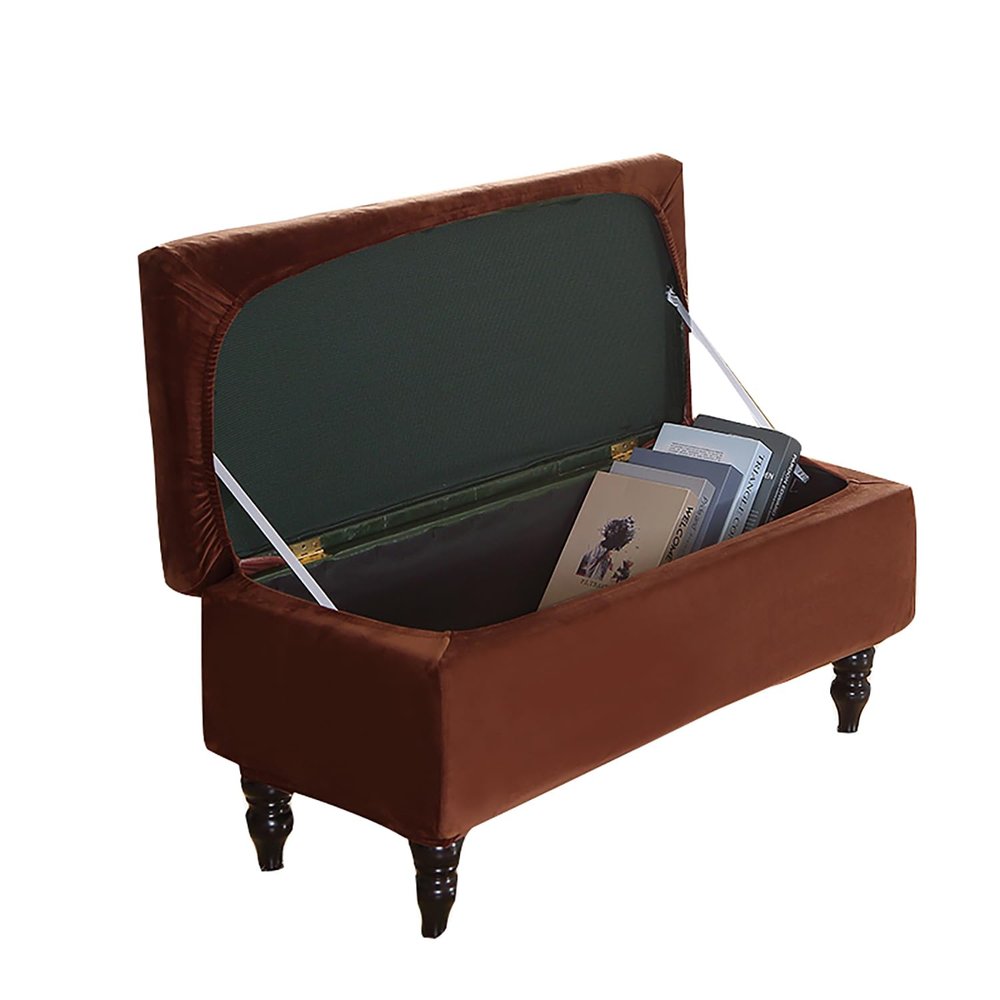 Rectangular Stretch Velvet Ottoman Cover
