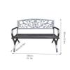 Patio Garden Bench with Cast-Iron Backrest, Floral Pattern, Color B view 2