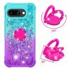 Ysnzaq Glitter Case for Google Pixel 9a with Ring Stand, Moving Quicksand Liquid Design, TPU, YBJB Green Purple view 2