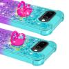 Ysnzaq Glitter Case for Google Pixel 9a with Ring Stand, Moving Quicksand Liquid Design, TPU, YBJB Green Purple view 3