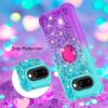 Ysnzaq Glitter Case for Google Pixel 9a with Ring Stand, Moving Quicksand Liquid Design, TPU, YBJB Green Purple view 4