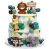 Safari Animal Cake Toppers with Jungle Leaves and Grass, 40-Piece Set view 1