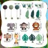 Safari Animal Cake Toppers with Jungle Leaves and Grass, 40-Piece Set view 2