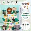 Safari Animal Cake Toppers with Jungle Leaves and Grass, 40-Piece Set view 3