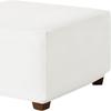 RTSFKFS Square Velvet Ottoman Cover, Stretch Footstool Slipcover, White, 30 in/75 cm view 1