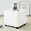 RTSFKFS Square Velvet Ottoman Cover, Stretch Footstool Slipcover, White, 30 in/75 cm view 2