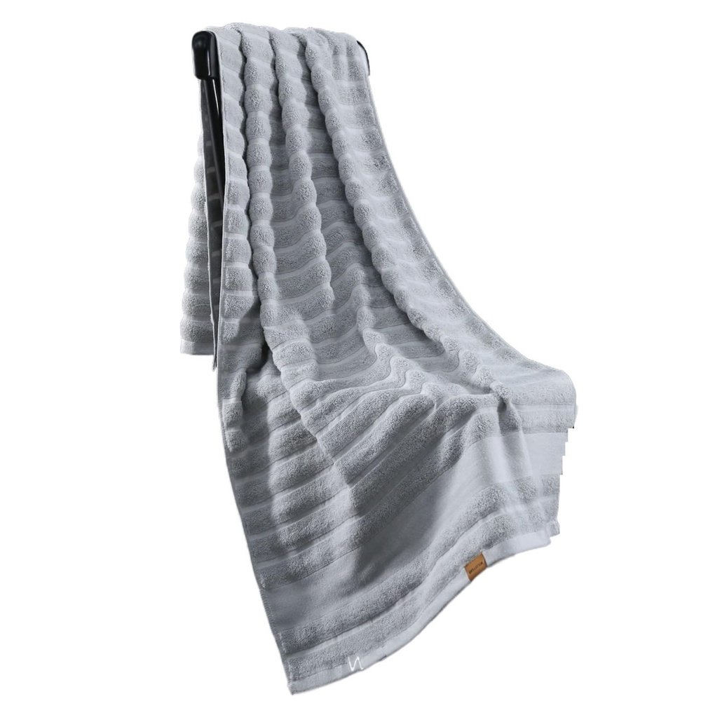 EnxJire Cotton Sauna Towel, Highly Absorbent Bath Towel for Adults, White/Light Gray