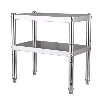SZITW Double Stainless Steel Workbench with Adjustable Shelves, 80 x 40 x 60 cm