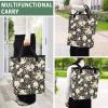 linqin Women's Large Lunch Backpack, Black with White Rose view 2