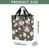 linqin Women's Large Lunch Backpack, Black with White Rose view 4